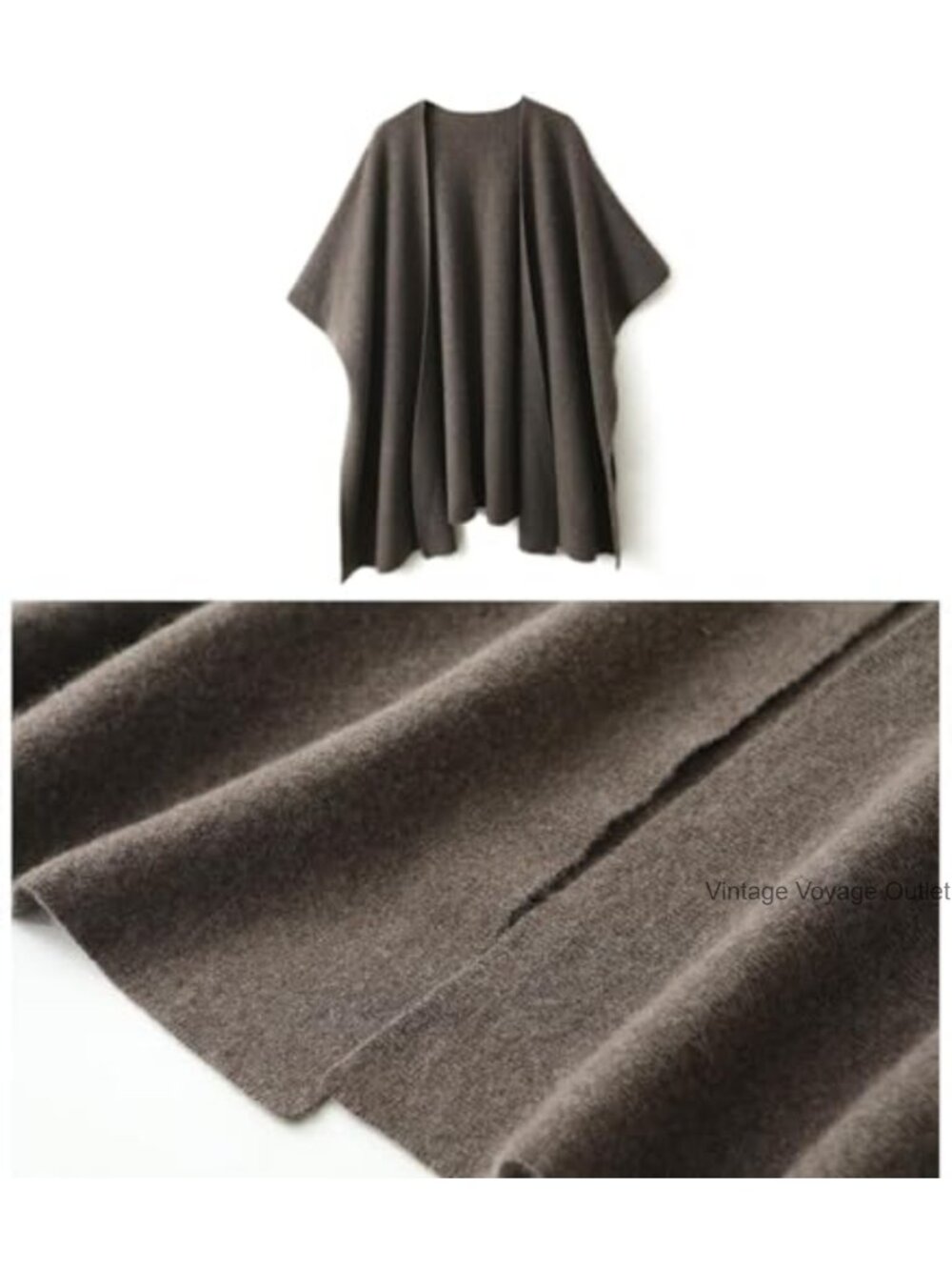 100% Merino Wool Shawl Wrap Knitted Poncho Cape Cardigan - Picture 2 of 4